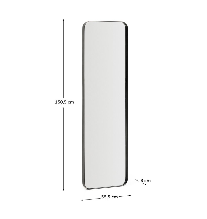 KAVE HOME Marco v�gspejl, rektangul�r - spejlglas og sort metal (55,5x150,5)