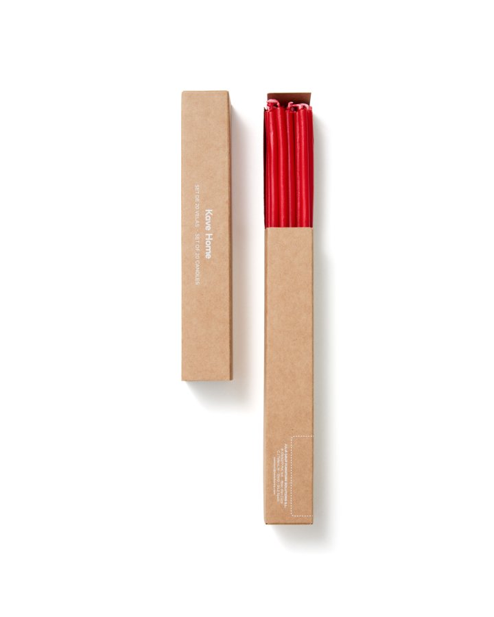 KAVE HOME Solvin r�de stearinlys (s�t med 20)