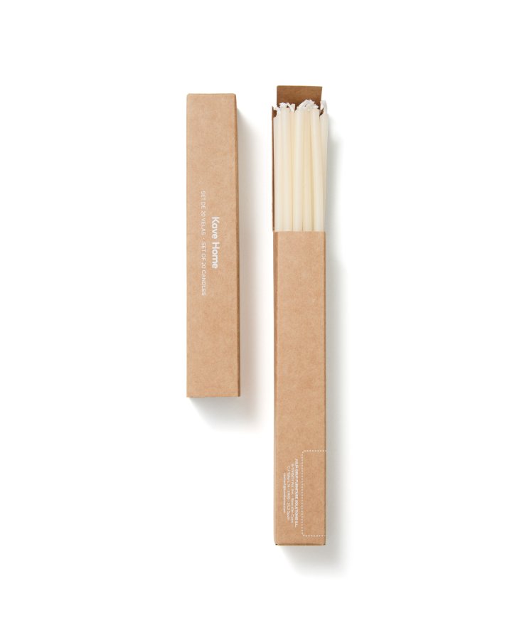KAVE HOME Solvin beige stearinlys (s�t med 20)