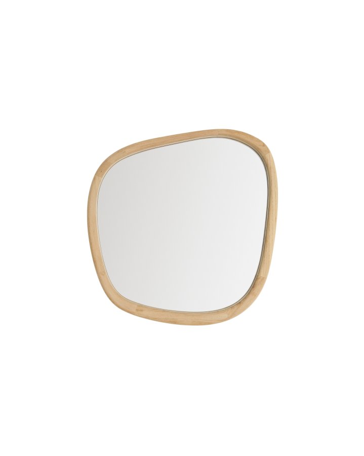 KAVE HOME Alura v�gspejl, organisk - spejlglas og natur teaktr� (45,5x47)