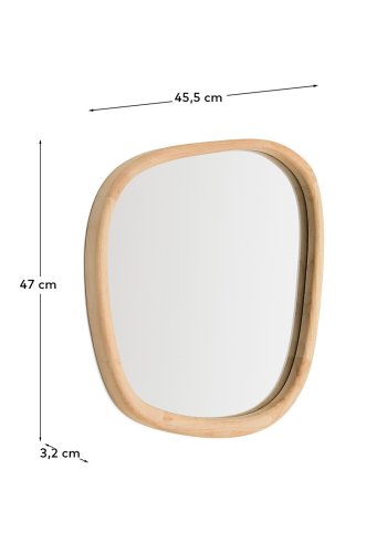 KAVE HOME Alura v�gspejl, organisk - spejlglas og natur teaktr� (45,5x47)