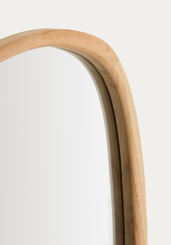 KAVE HOME Alura v�gspejl, organisk - spejlglas og natur teaktr� (45,5x47)