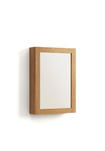 KAVE HOME Plubia medisinskap med speil, m. 1 dr og 2 hyller - speilglass og naturlig teak (50x70)