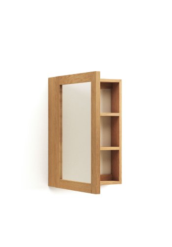 KAVE HOME Plubia medisinskap med speil, m. 1 dr og 2 hyller - speilglass og naturlig teak (50x70)