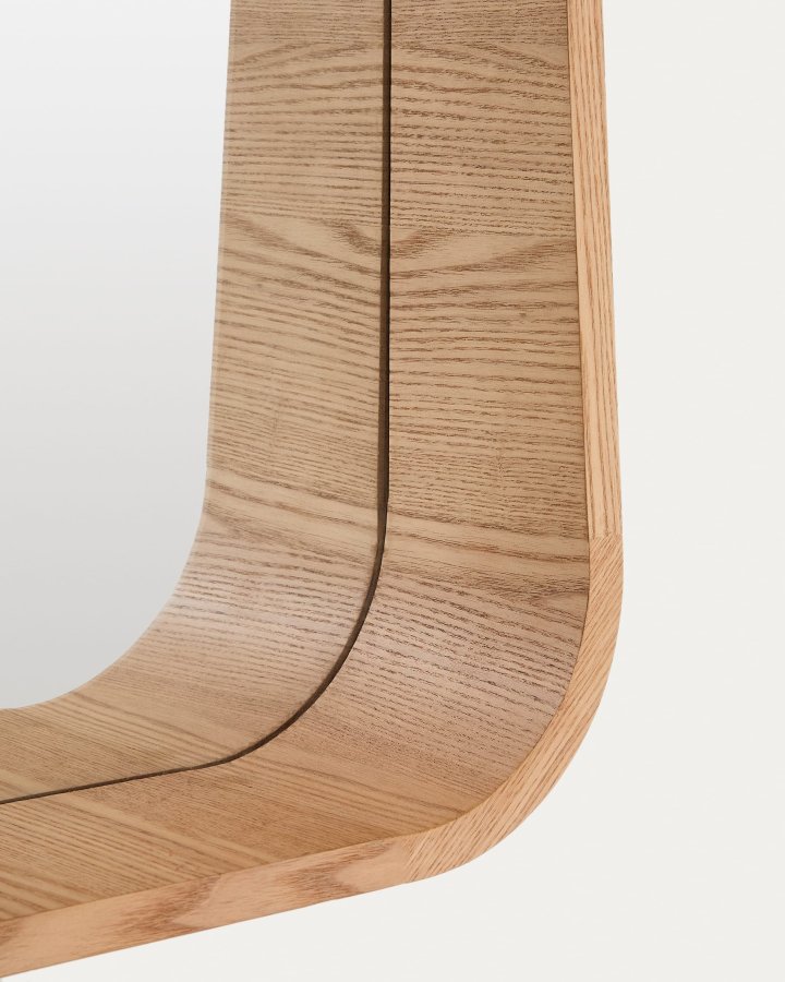 KAVE HOME Salaya ask laminert kryssfiner innrammet speil i naturlig finish, 90 x 60 cm