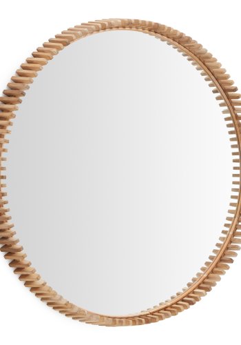 KAVE HOME Polke veggspeil, rundt - speilglass og naturlig teak (100)