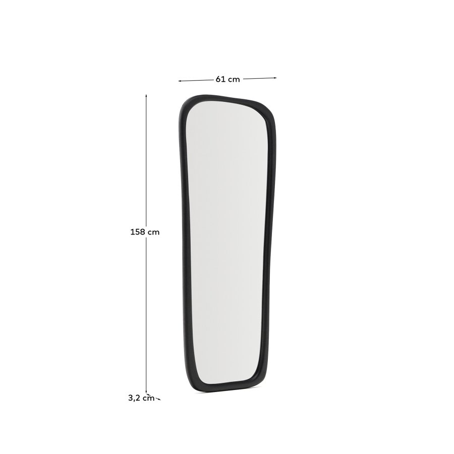 KAVE HOME Alura gulvspejl, organisk - spejlglas og sort teaktr� (158x61)