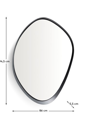 KAVE HOME v�gspejl, asymmetrisk - spejlglas og sort metal (85x93,5)