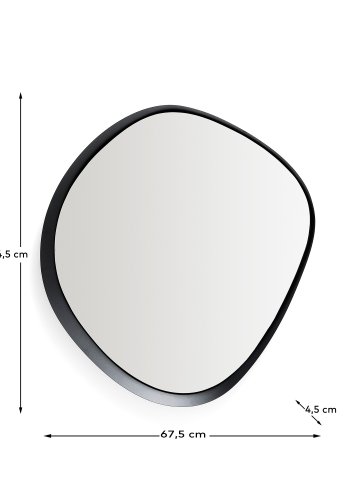 KAVE HOME v�gspejl, asymmetrisk - spejlglas og sort metal (67,5x74,5)