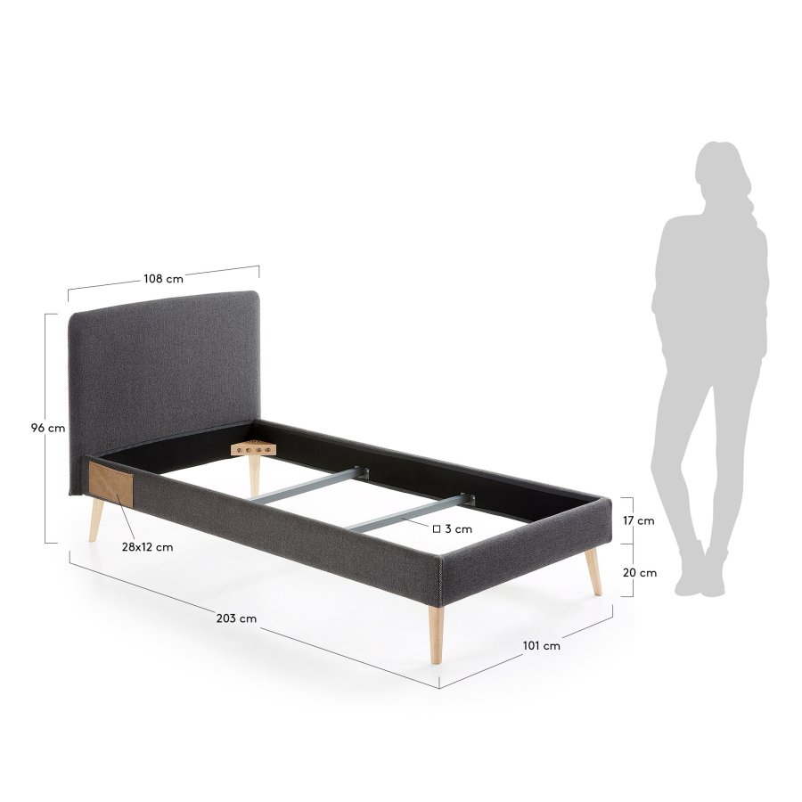 KAVE HOME Dyla sengetrekk - svart stoff (for en 90x190 cm sengeramme)