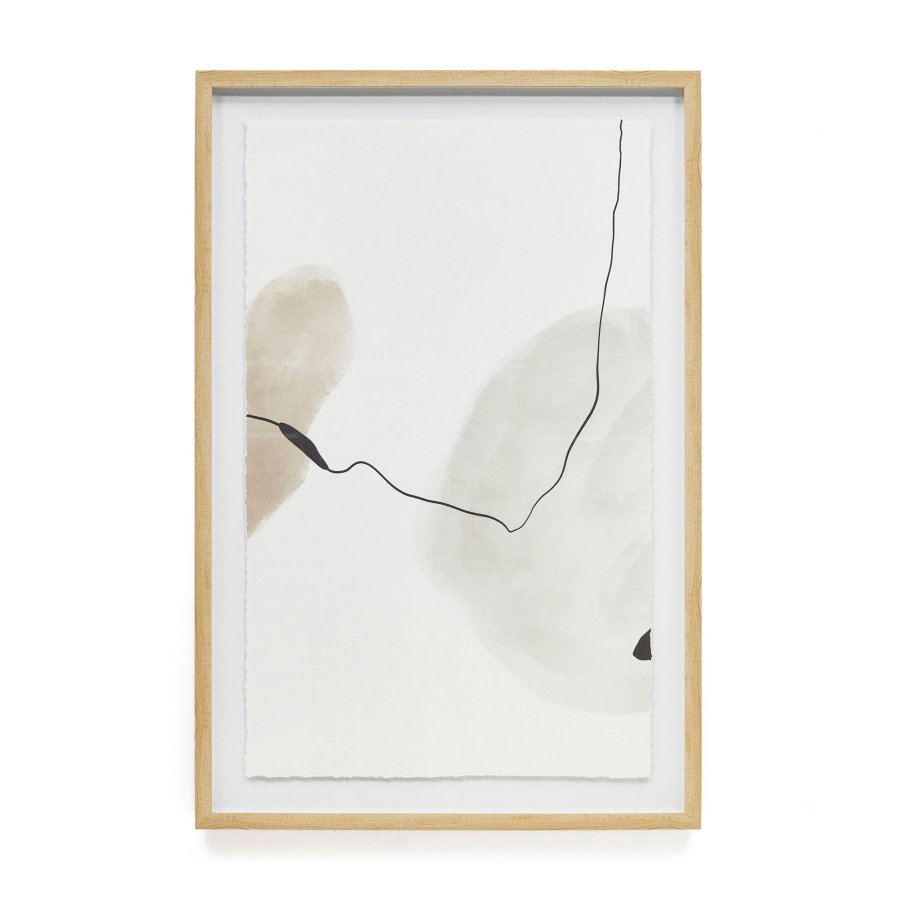 KAVE HOME Torroella abstrakt maleri i hvitt, brunt og grtt, 60 x 90 cm