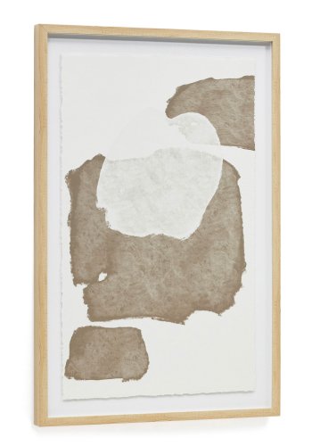 KAVE HOME Torroella abstrakt maleri i hvitt og brunt, 60 x 90 cm