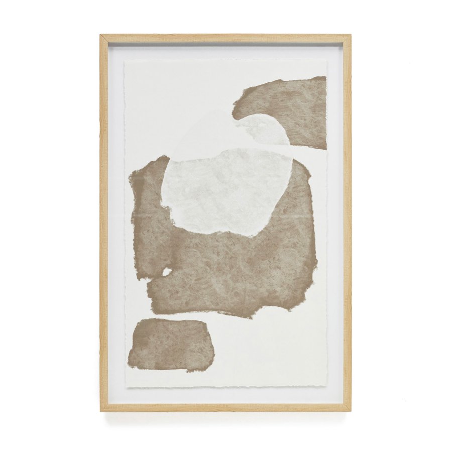 KAVE HOME Torroella abstrakt maleri i hvitt og brunt, 60 x 90 cm