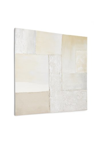 KAVE HOME Pineda abstrakt lerret i hvitt, 95 x 95 cm