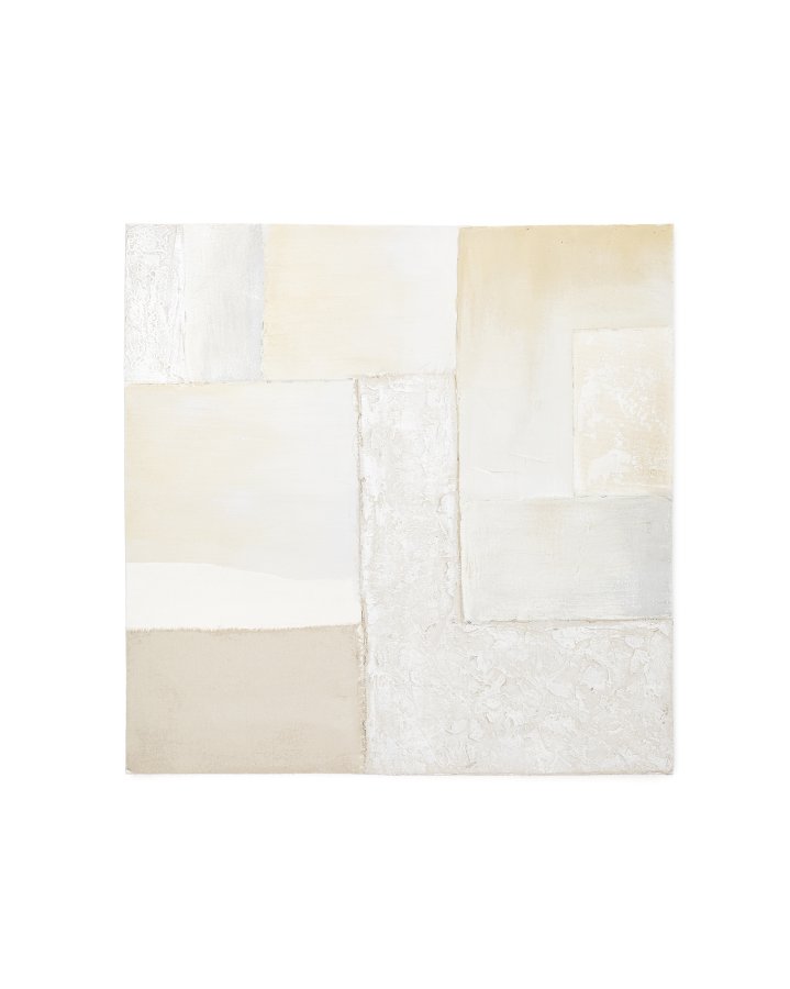 KAVE HOME Pineda abstrakt lerret i hvitt, 95 x 95 cm