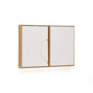 KAVE HOME Sefri relief billede - hvid stof p lrred (30x40) (st med 2)