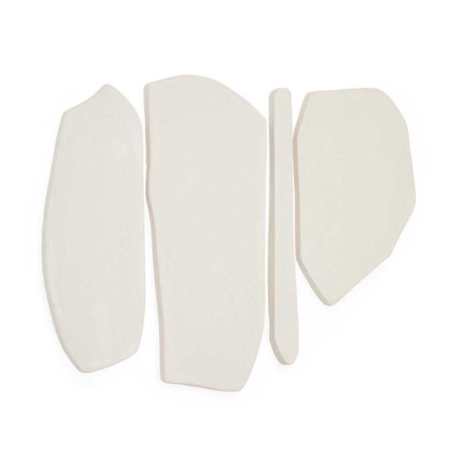 KAVE HOME Siluna veggdekorasjon, kologisk - hvit pappmaché (sett med 4)