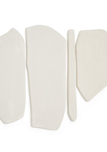 KAVE HOME Siluna veggdekorasjon, kologisk - hvit pappmaché (sett med 4)