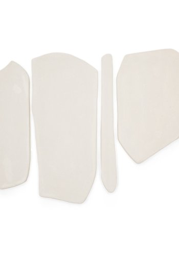 KAVE HOME Siluna veggdekorasjon, kologisk - hvit pappmaché (sett med 4)