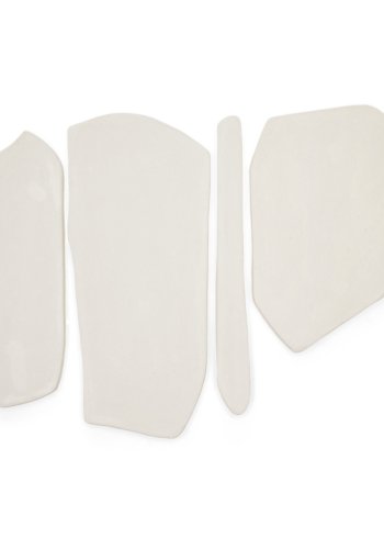 KAVE HOME Siluna veggdekorasjon, kologisk - hvit pappmaché (sett med 4)