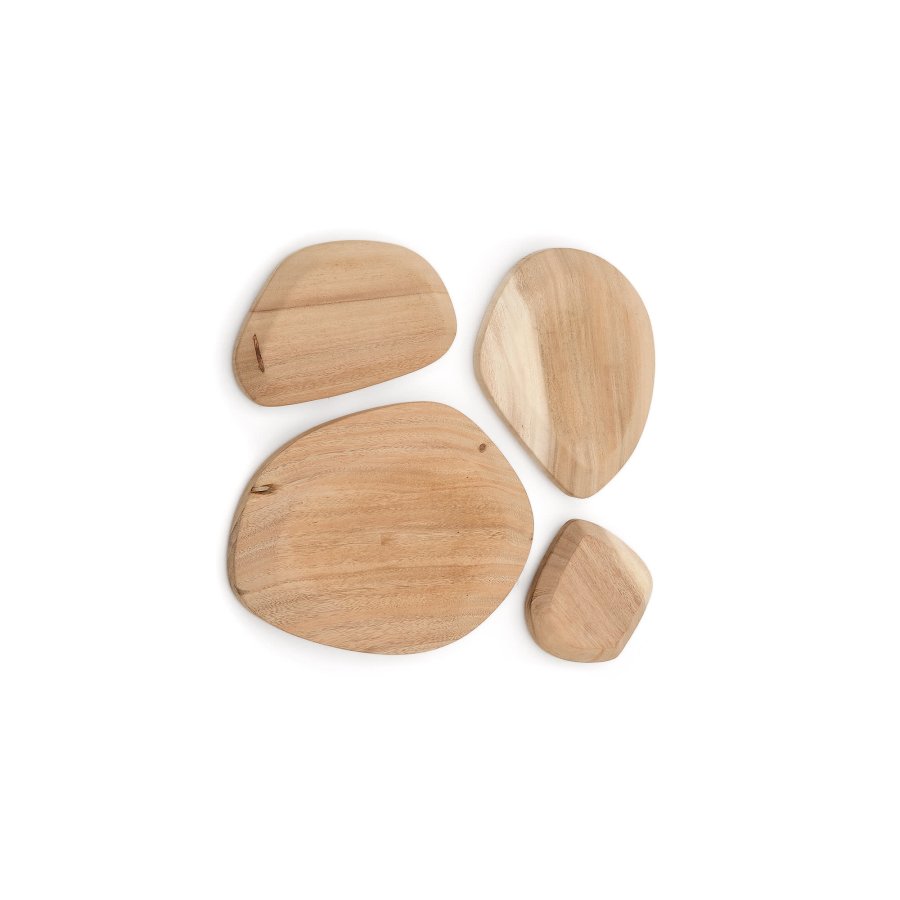 KAVE HOME Selem veggdekorasjon, kologisk - naturlig mungurtre (sett med 4)