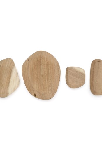 KAVE HOME Selem veggdekorasjon, kologisk - naturlig mungurtre (sett med 4)