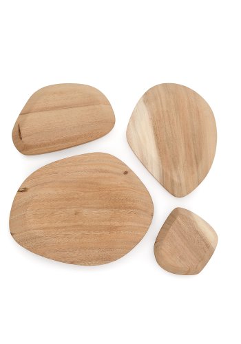 KAVE HOME Selem veggdekorasjon, kologisk - naturlig mungurtre (sett med 4)