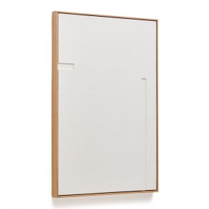 KAVE HOME Sefri relief billede, m. lige geometriske former - hvid stof p lrred (60x90)