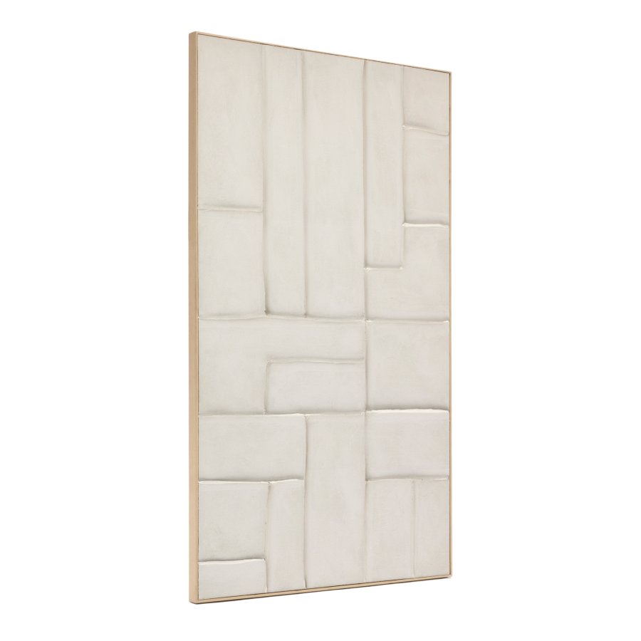 KAVE HOME Klis hvitt linbilde med geometriske former, 120 x 200 cm