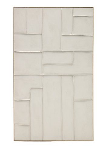 KAVE HOME Klis hvitt linbilde med geometriske former, 120 x 200 cm