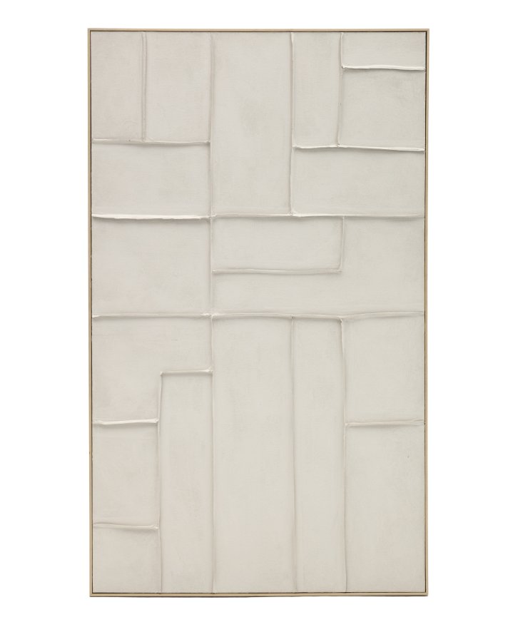 KAVE HOME Klis hvitt linbilde med geometriske former, 120 x 200 cm