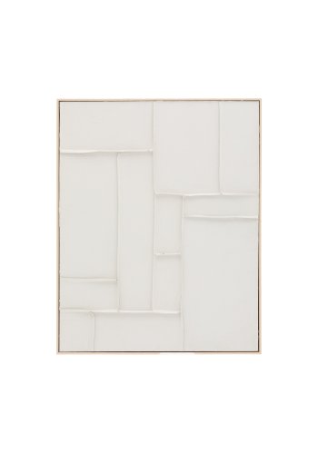 KAVE HOME Klis hvitt linbilde med geometriske former, 80 x 100 cm