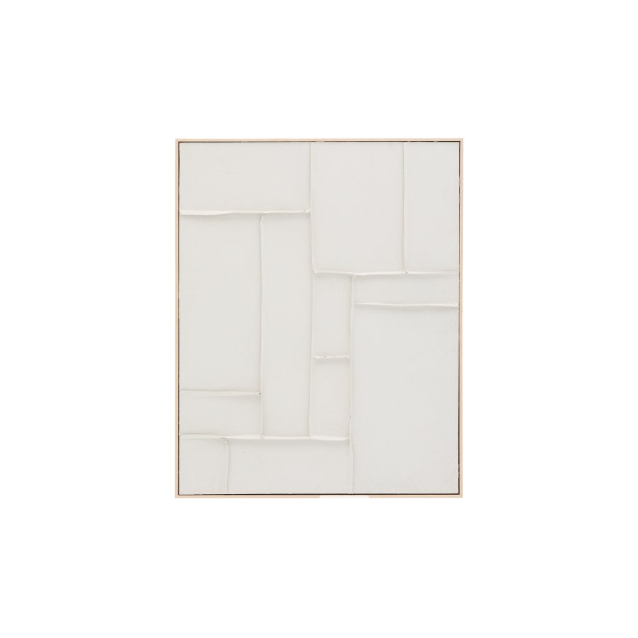 KAVE HOME Klis hvitt linbilde med geometriske former, 80 x 100 cm