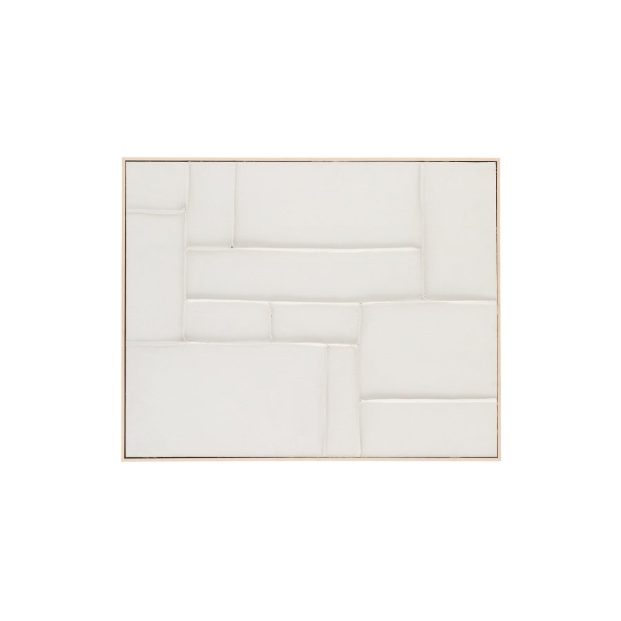 KAVE HOME Klis hvitt linbilde med geometriske former, 80 x 100 cm