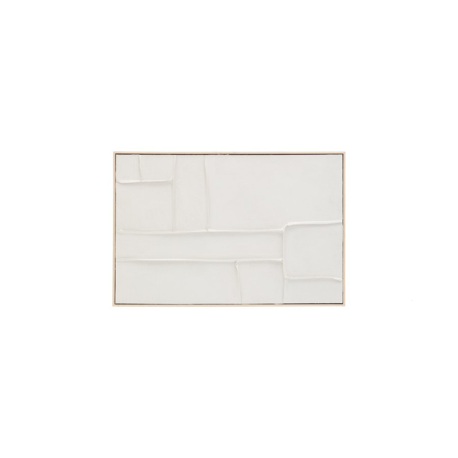 KAVE HOME Klis hvitt linbilde med geometriske former, 60 x 90 cm