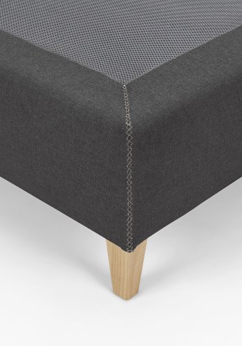 KAVE HOME Nikos hy sengebunn - svart polyester og naturlig bketre (for en madrass p 180x200 cm)