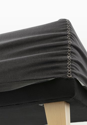 KAVE HOME Nikos hy sengebunn - svart polyester og naturlig bketre (for en madrass p 180x200 cm)