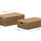 KAVE HOME Tossa sett med 2 kurver i naturfiber med lokk, 55 x 36 cm / 60 x 40 cm