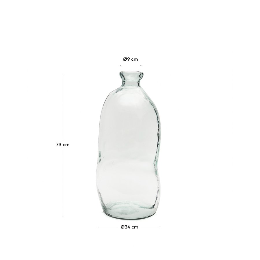 KAVE HOME Brenna-vase i 100 % resirkulert gjennomsiktig glass, 73 cm