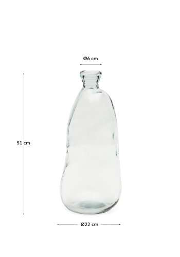 KAVE HOME Brenna-vase i 100 % resirkulert gjennomsiktig glass, 51 cm