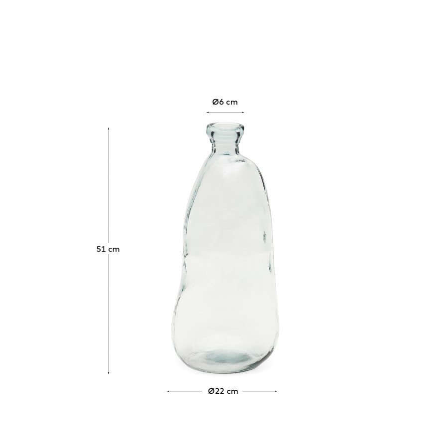 KAVE HOME Brenna-vase i 100 % resirkulert gjennomsiktig glass, 51 cm