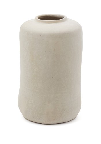KAVE HOME Serina dekorativ vase, rund - hvit pappmaché (34)