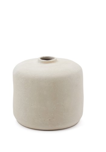 KAVE HOME Serina dekorativ vase, rund - hvit pappmaché (36,5)