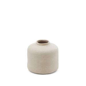 KAVE HOME Serina dekorationsvase, rund - hvid papmaché (27)