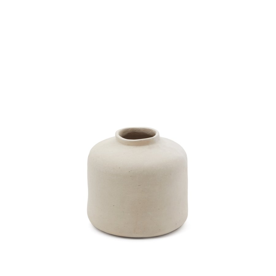 KAVE HOME Serina Dekovase, rund - weißes Pappmaché (27)