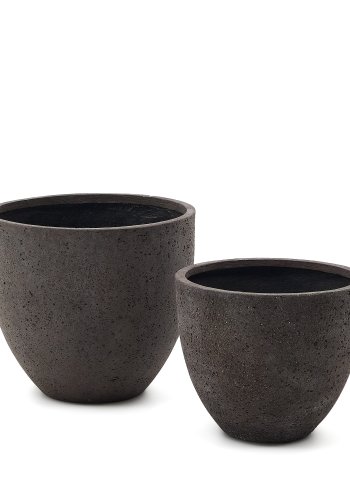 KAVE HOME Serili utepotter, runde - mrkegr sement og glassfiber (sett med 2)