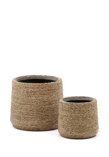 KAVE HOME Sigal sett med 2 sementblomsterpotter i naturlig utfrelse, 24 cm / 31 cm
