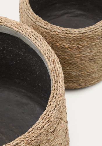 KAVE HOME Sigal sett med 2 sementblomsterpotter i naturlig utfrelse, 24 cm / 31 cm