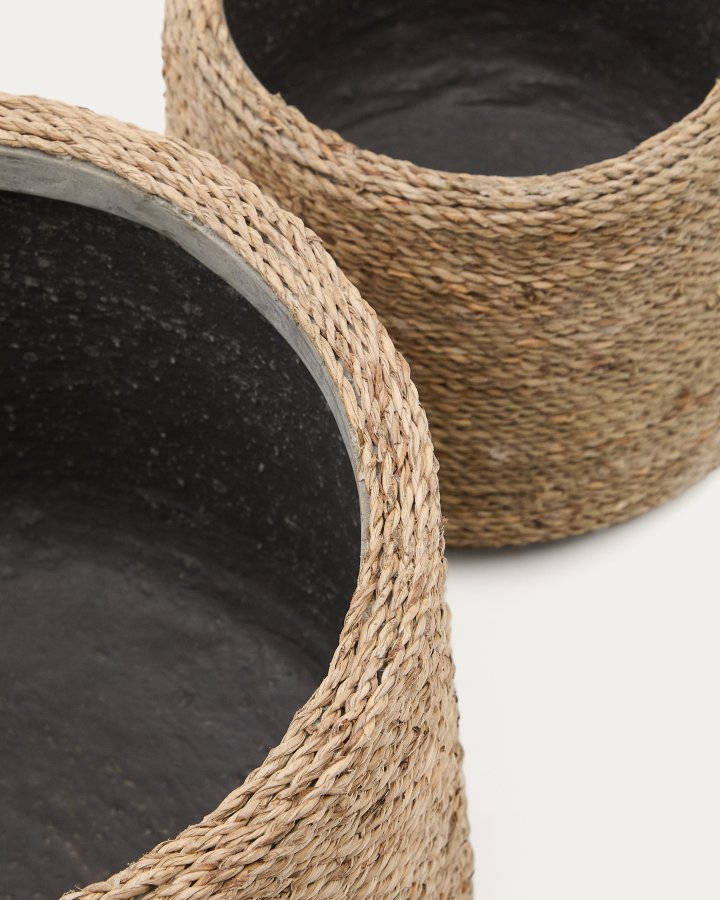 KAVE HOME Sigal sett med 2 sementblomsterpotter i naturlig utfrelse, 24 cm / 31 cm