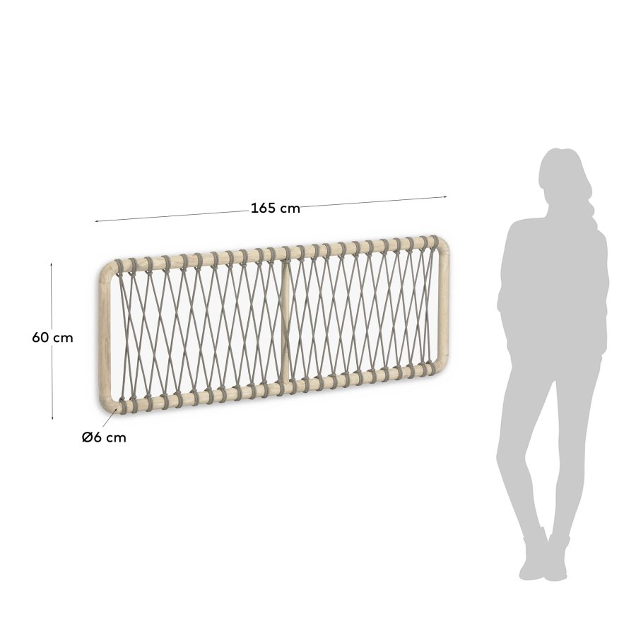 KAVE HOME Aberash hodegjerde - naturlig mindi-tre og gr snor (for 160 cm senger)